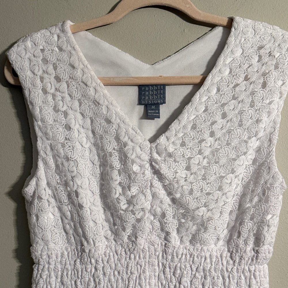 Rabbit Rabbit Rabbit Textured White Midi Dress - Picture 4 of 6